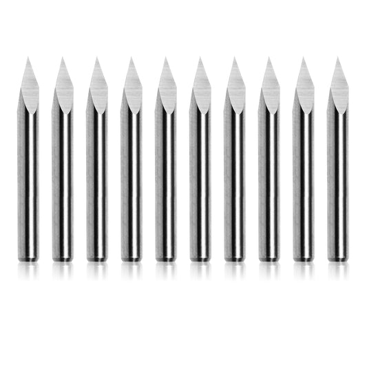 [Discontinued] TR10 Series, Triangular V-Bit, 0.1mm, 1/8'' Shank, 10Pcs CNC Router Bits