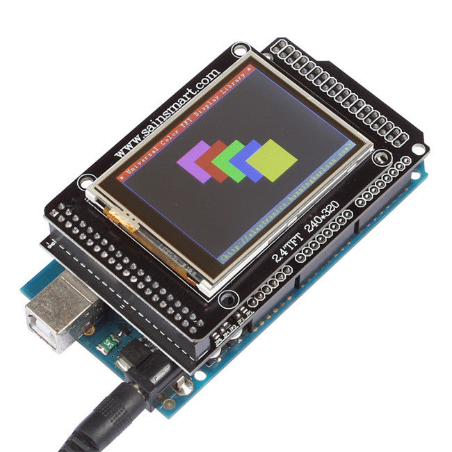 [Discontinued] SainSmart MEGA2560+2.4" LCD Touch Panel SD Card Slot + Shield Kit For Arduino