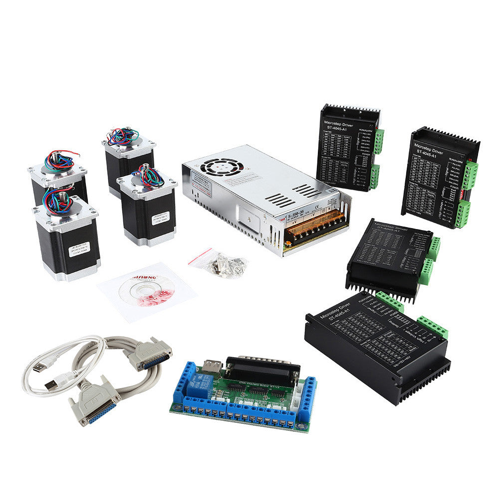 [Discontinued] CNC 4-Axis kit 5 with TB6600 Motor Driver, Parallel Interface Breakout Board, Nema23 Stepper Motor and 24V Power Supply