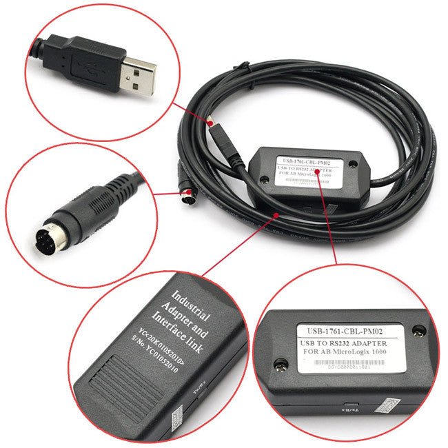 [Discontinued] USB to RS232 for Allen Bradley AB MicroLonix PLC, USB-1761-CBL-PM02