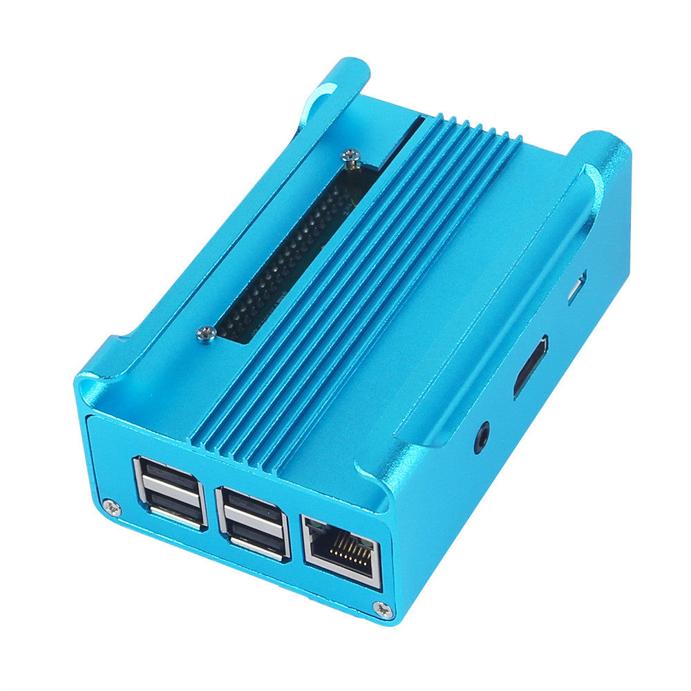 [Discontinued] SainSmart Blue Aluminum Alloy Protective Case with Cooling Fan for Raspberry Pi 3  Model B and Pi 2 Model B+