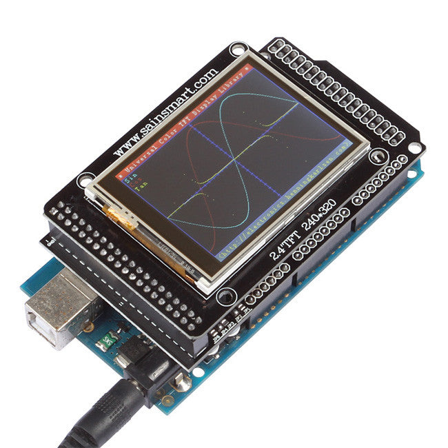 [Discontinued] SainSmart MEGA2560+2.4" LCD Touch Panel SD Card Slot + Shield Kit For Arduino