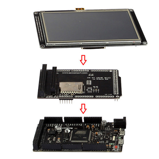 [Discontinued] SainSmart Due + 4.3" 4.3 Inch TFT LCD Screen SD Card Slot + TFT Shield For Arduino