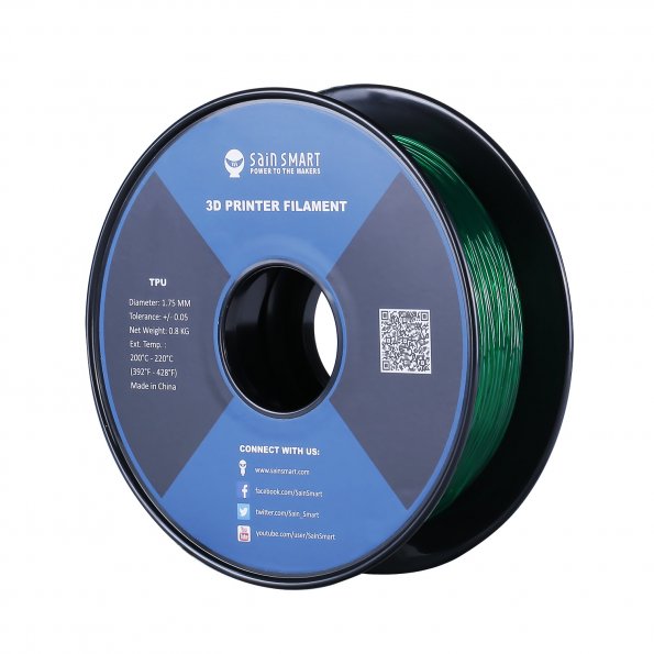 [Discontinued] Emerald, Flexible TPU Filament 1.75mm 0.8kg/1.76lb