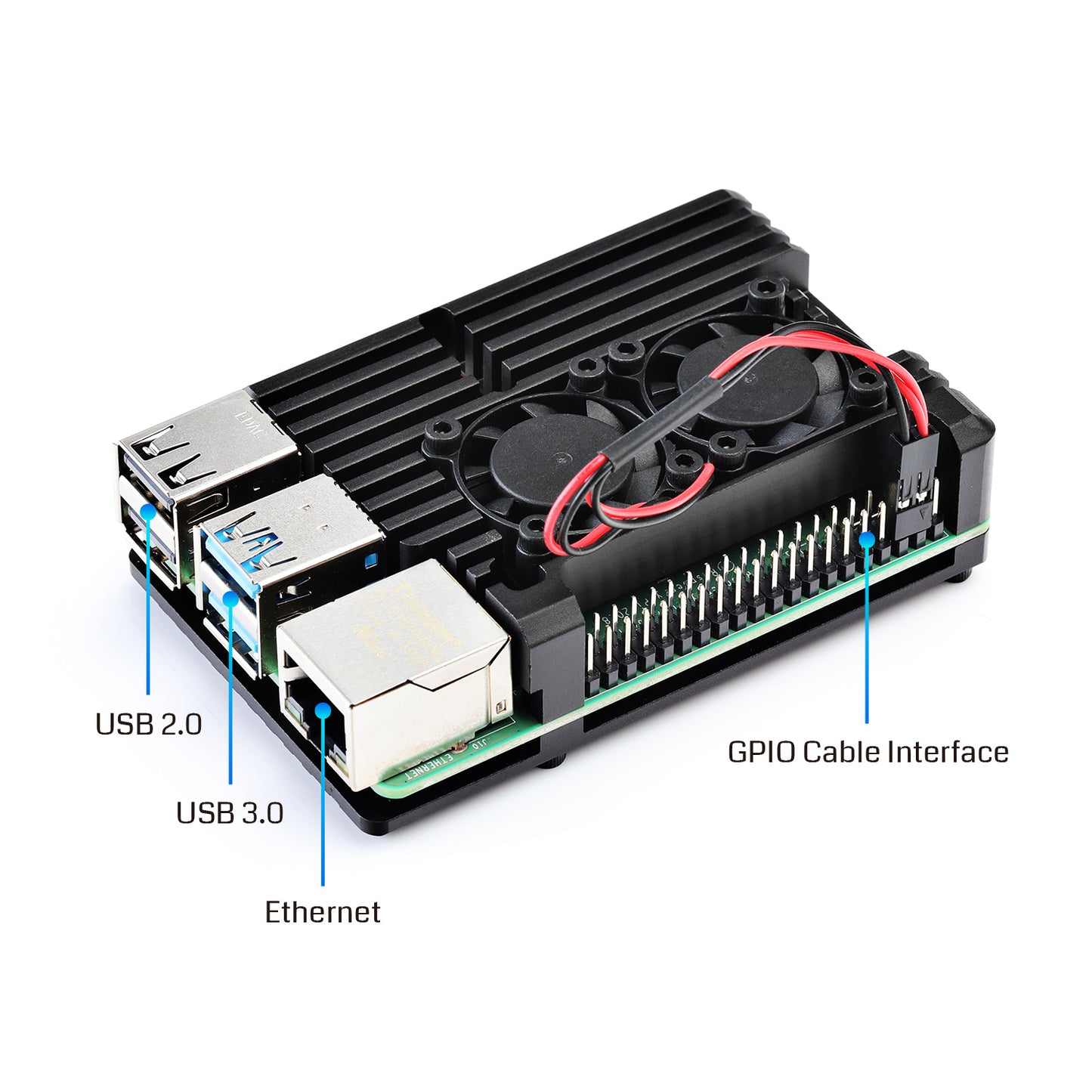 [Discontinued] SainSmart Aluminum Alloy Case for Raspberry Pi 4B with Dual Cooling Fan