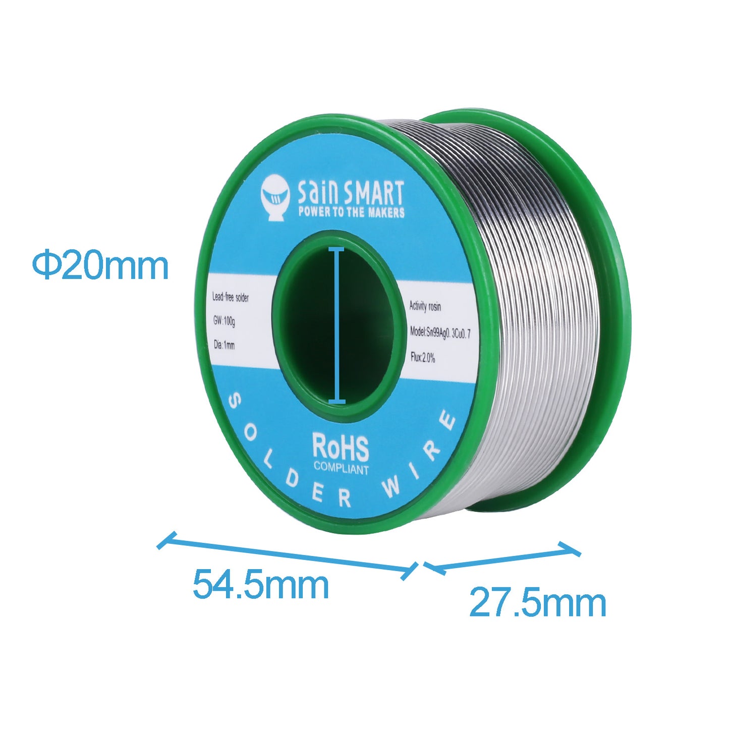 SainSmart Lead Free Solder Wire | 1mm 100g | Sn99 Cu0.7 Ag0.3