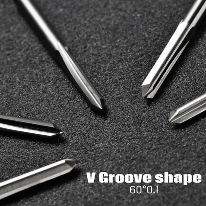 [Discontinued] VE10, 1/8'' Shank, V-Groove, 0.1mm, 30/60/90 degree, 10pcs CNC Router Bits