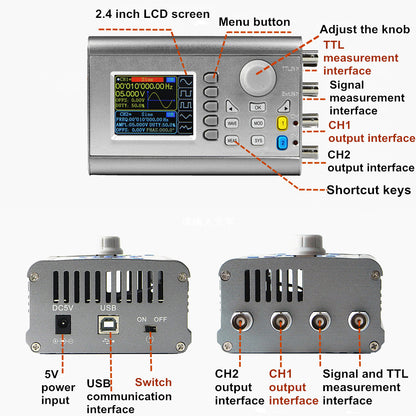 [Discontinued] SainSmart JDS2900 Digital Control Dual Channel DDS Signal Generator | 40 MHz