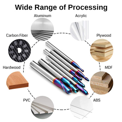 [Discontinued] Genmitsu CNC Ball Nose End Mill, 2 Flutes, 4mm Shank, 1.5mm Radius, 3.0mm Cut Diameter