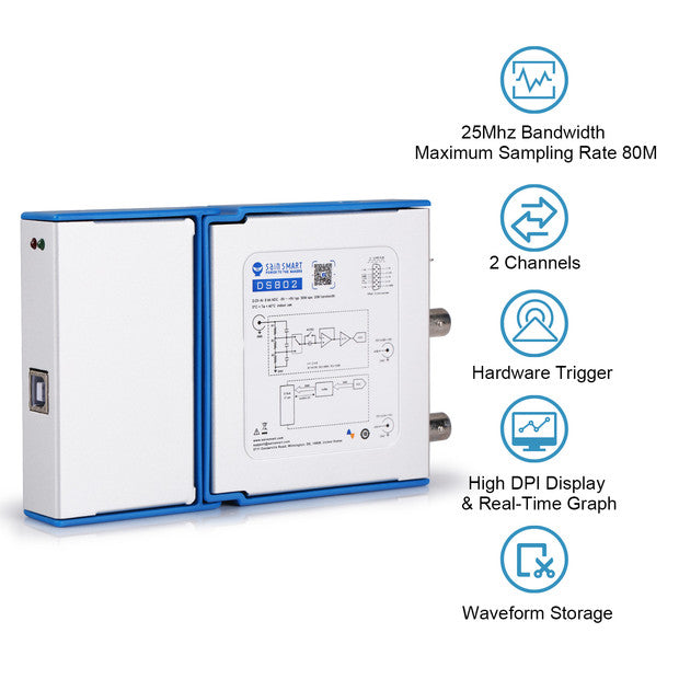 [Discontinued] SainSmart DS802 Dual Channel Virtual PC Oscilloscope
