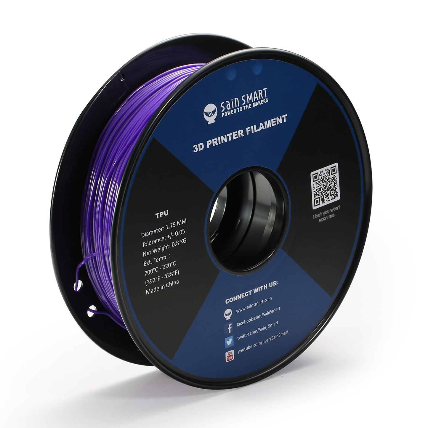 Kaoss Purple, Flexible TPU Filament 1.75mm 0.8kg/1.76lb