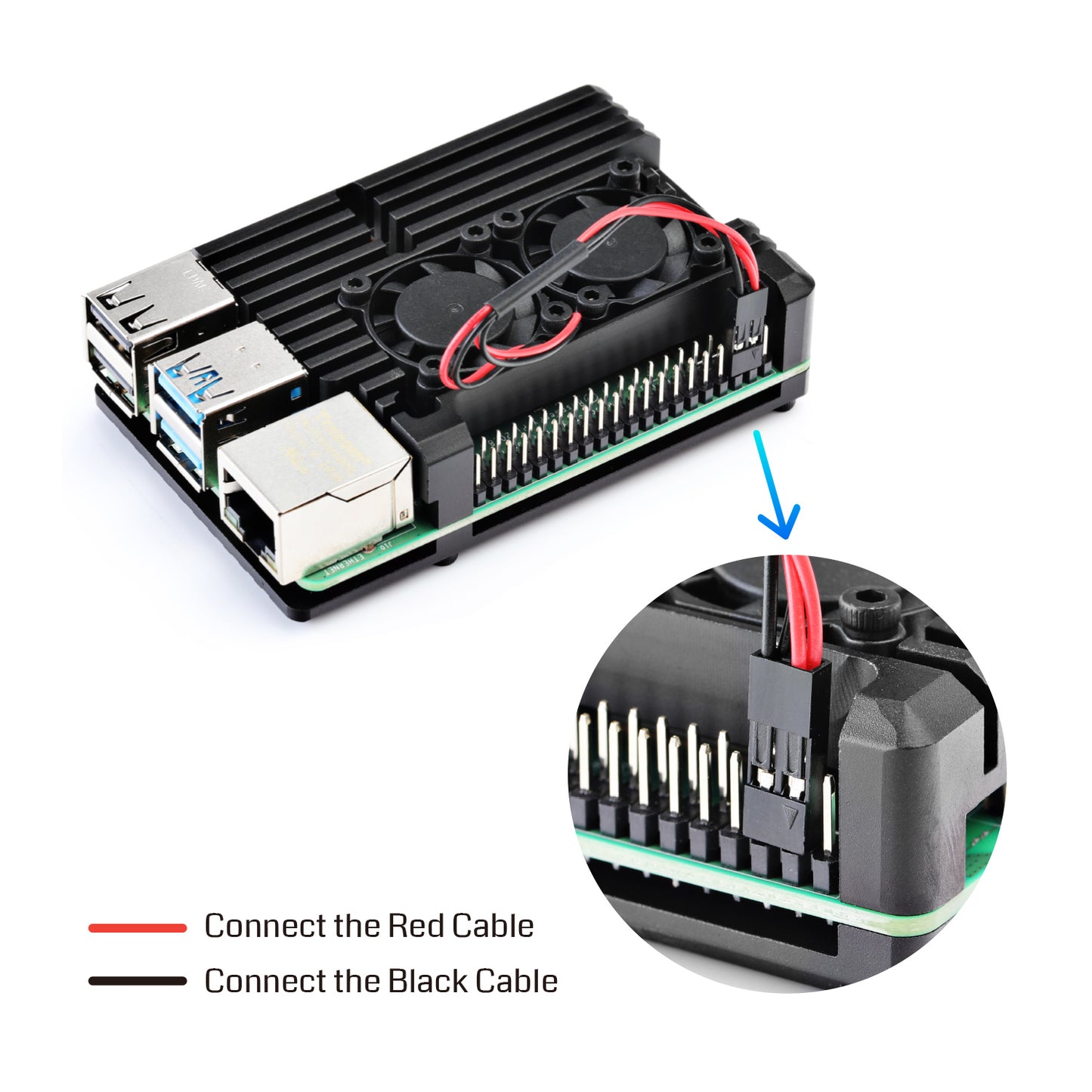 [Discontinued] SainSmart Aluminum Alloy Case for Raspberry Pi 4B with Dual Cooling Fan