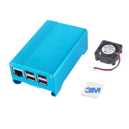 [Discontinued] SainSmart Blue Aluminum Alloy Protective Case with Cooling Fan for Raspberry Pi 3  Model B and Pi 2 Model B+