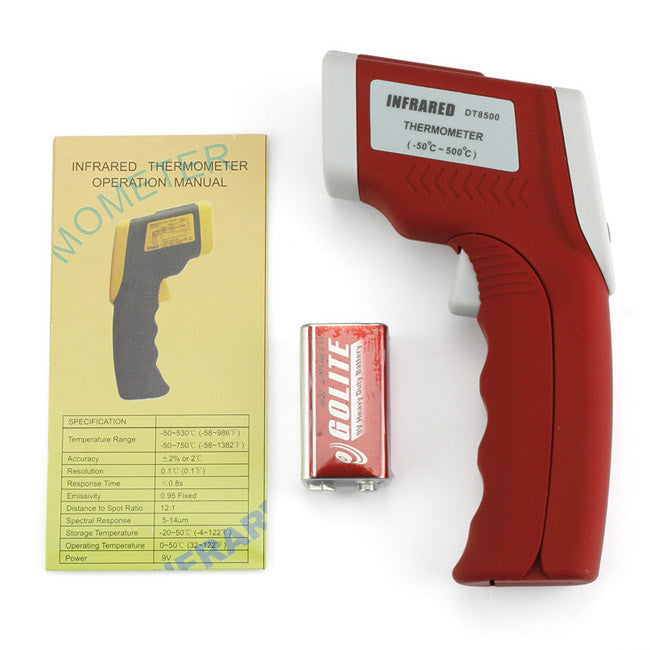 [Discontinued] Non-Contact Laser Infrared Themometer Gun DT-8500 , Red-Grey, Wide Temperature Range -58 F to -932 F