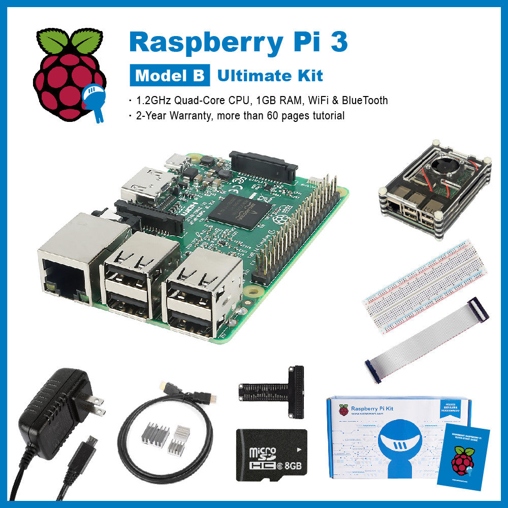 [Discontinued] Raspberry Pi 3 Ultimate Kit - Black Rainbow Case SD Card Breadboard HDMI GPIO USB Charger