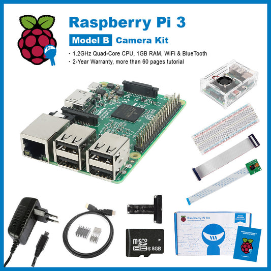 [Discontinued] SainSmart Raspberry Pi 3 Camera Kit : Camera+ Case + SD + Breadboard + HDMI + GPIO + Heatsink