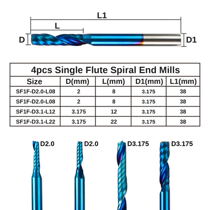 [Discontinued] EM10A, 1/8" Shank, Micro-Cutting Diameter End Mills Bit Set, 10-PCS