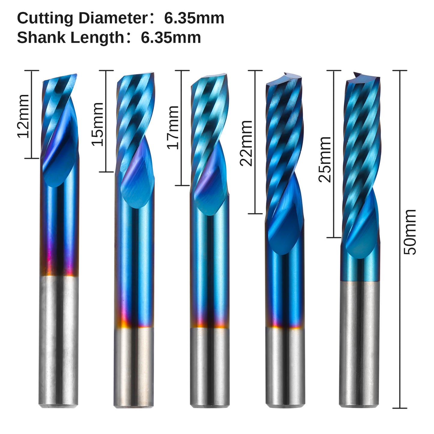 [Discontinued] SU05A, 1/4'' Shank, Single Flute, Spiral Upcut Cutter End Mill, 5 Pcs