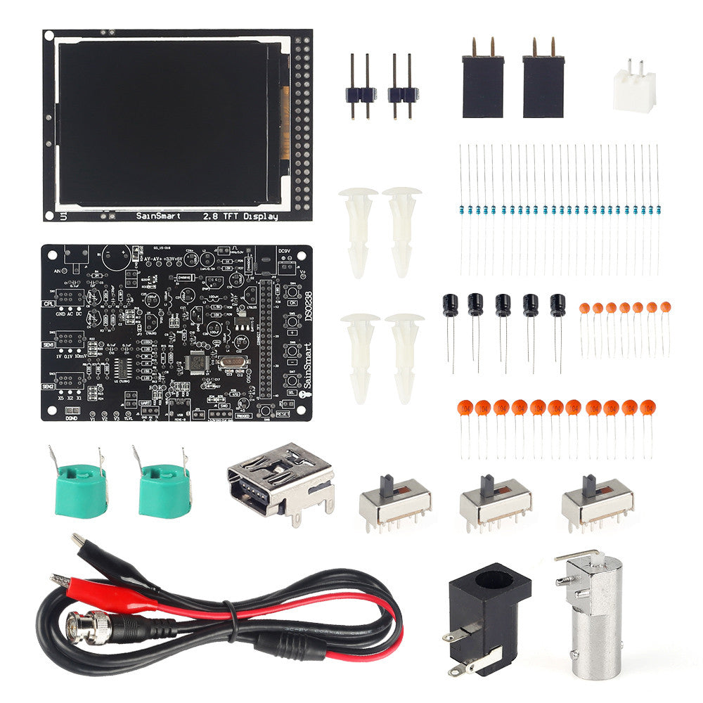 [Discontinued] SainSmart DSO238 2.8" TFT Digital Oscilloscope Kit DIY parts 1Msps + Probe US stock