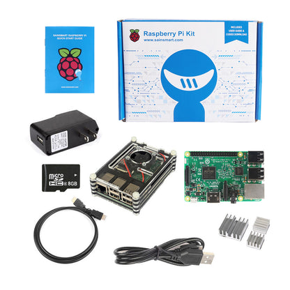 [Discontinued] Raspberry Pi 3 -QUAD Core Black Rainbow Case SD Heatsink HDMI Complete Kit  (2016 Model)