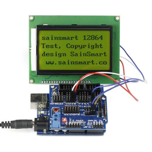 [Discontinued] SainSmart UNO + Sensor V5 + LCD12864 Yellow for Arduino UNO MEGA R3 Mega2560 Duemilanove Nano Robot