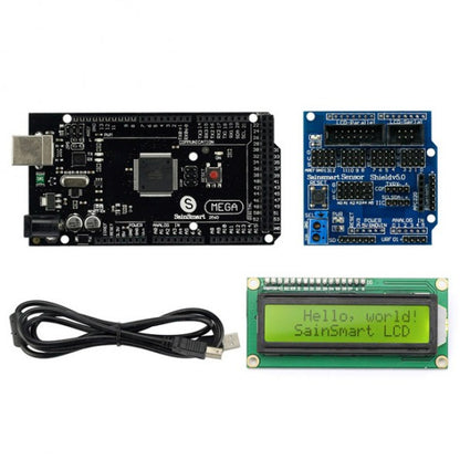 [Discontinued] SainSmart Mega2560 R3+ SainSmart Sensor Shield V5+IIC 1602 Y-G Module Display For Arduino Robot