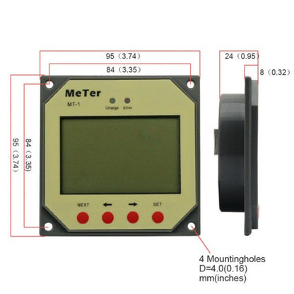 [Discontinued] MT-1 LCD Display Remote Meter For Duo Battery Solar Charge Controller with 10 Meters Wire