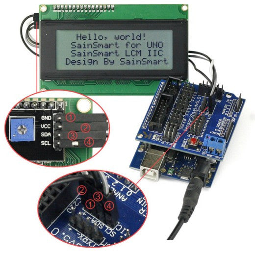 [Discontinued] SainSmart UNO + Sensor V5 + LCD2004 White for Arduino UNO MEGA R3 Mega2560 Duemilanove Nano Robot