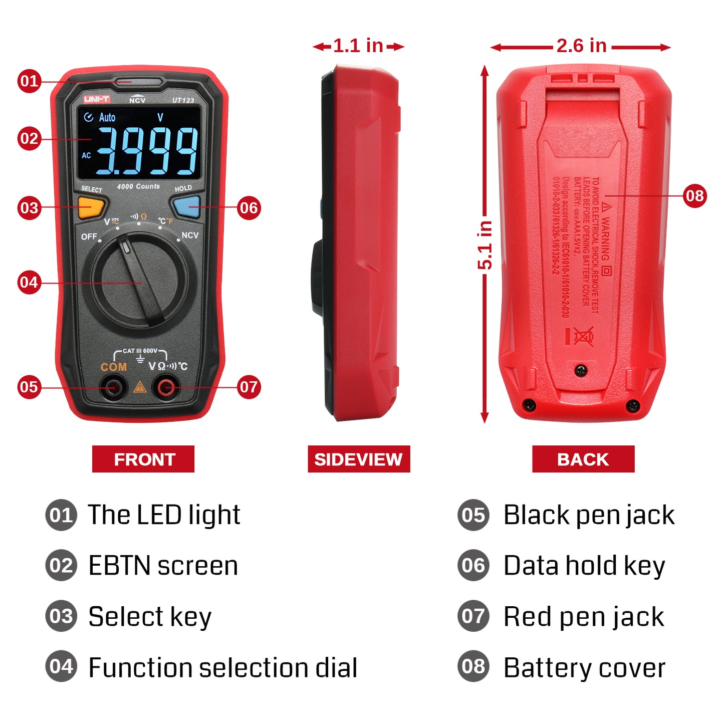 [Discontinued] UNI-T UT123 Auto-Ranging Digital Multimeter