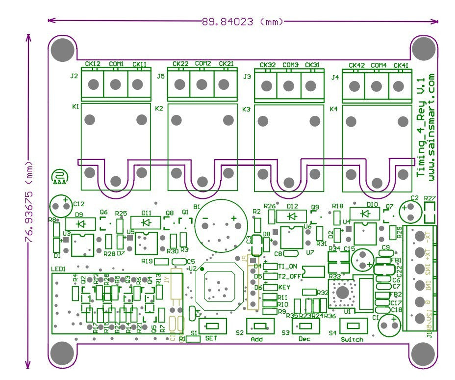 [Discontinued] SainSmart 4 Channel RS485 DC 12V Delay Timer Switch Adjustable Module Clock Time for Arduino