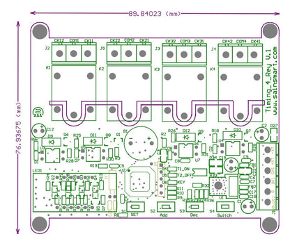 [Discontinued] SainSmart 4 Channel RS485 DC 12V Delay Timer Switch Adjustable Module Clock Time for Arduino