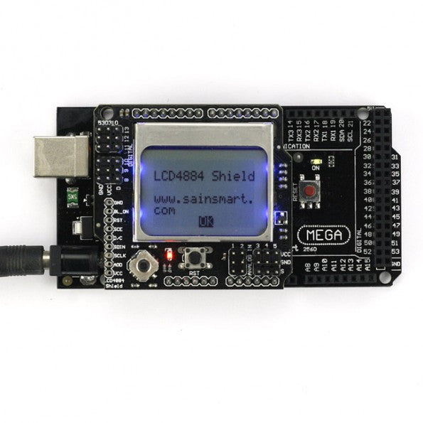 [Discontinued] SainSmart Mega2560 R3+LCD 4884 Shield For Arduino AVR ATMEGA ATMEL ATMEGA2560 MCU