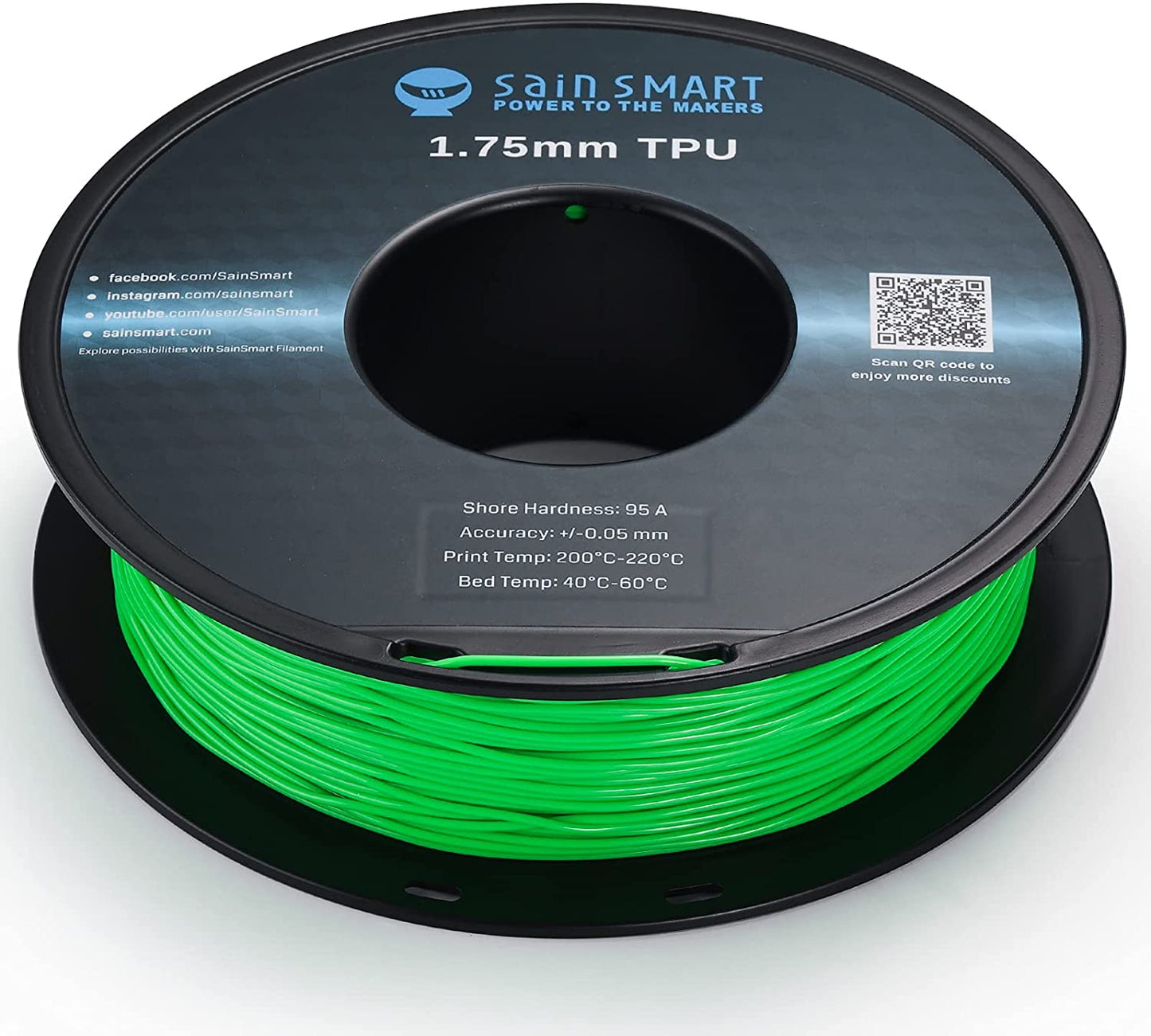 Neon Green, Cyberpunk Color TPU Filament 1.75mm 0.8kg/1.76lb