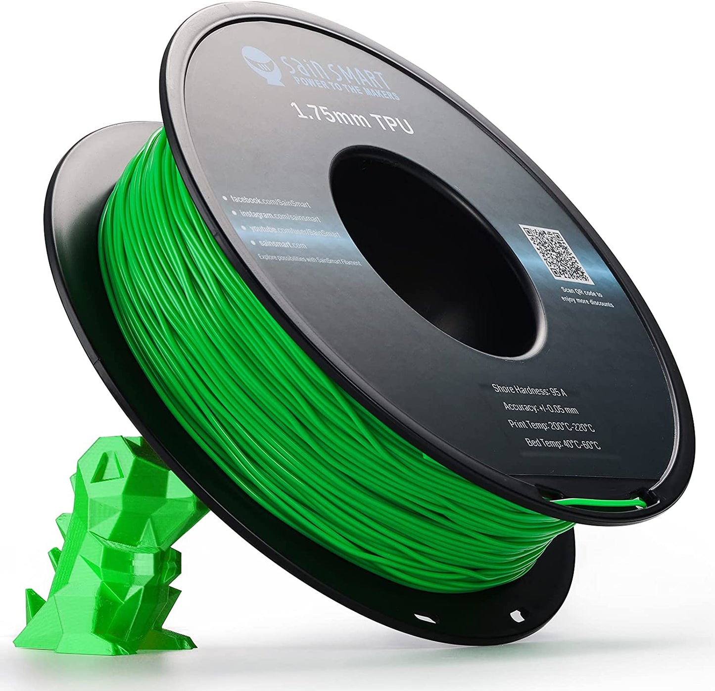 Neon Green, Cyberpunk Color TPU Filament 1.75mm 0.8kg/1.76lb