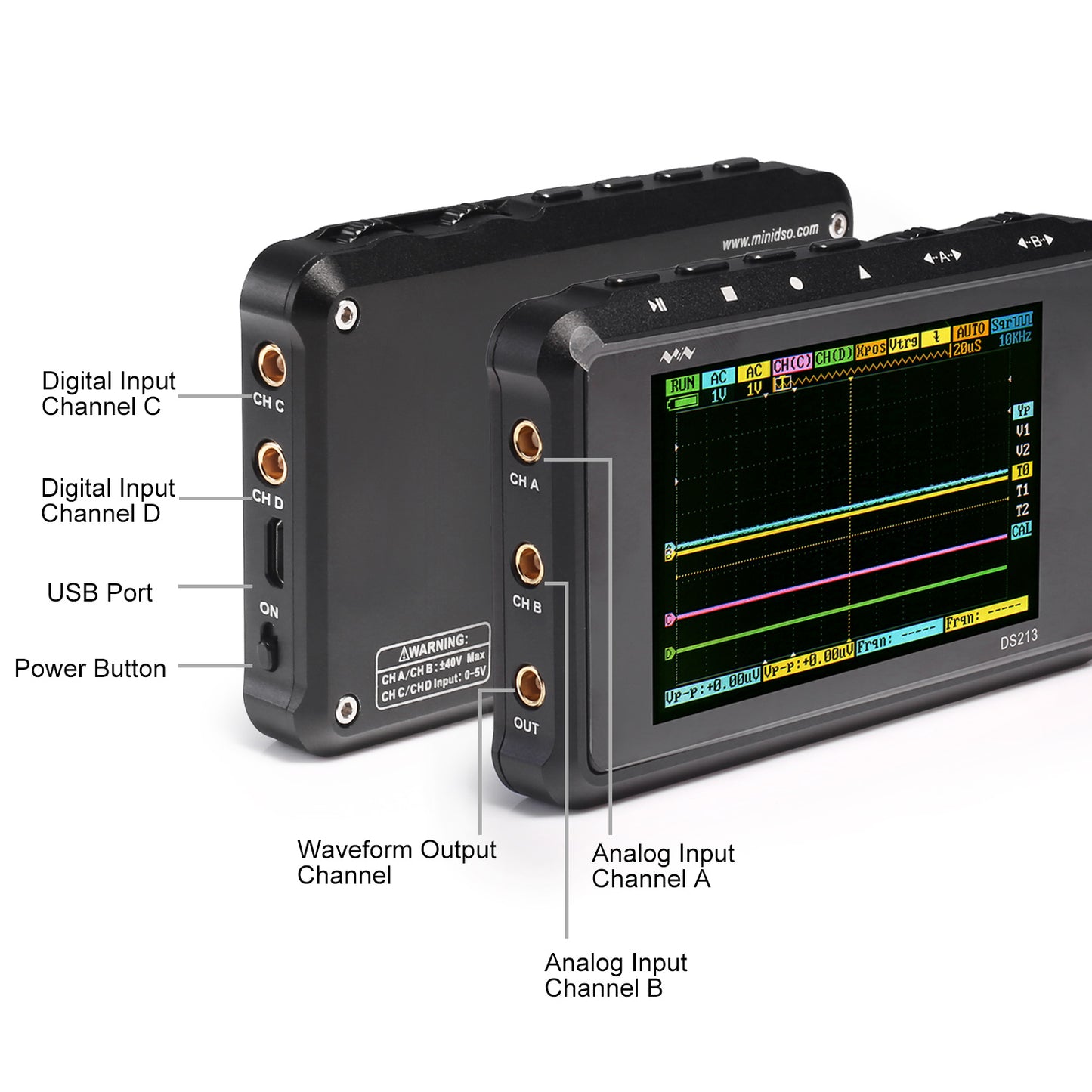 SainSmart DS213 4-Channels Handheld Mini Digital Oscilloscope