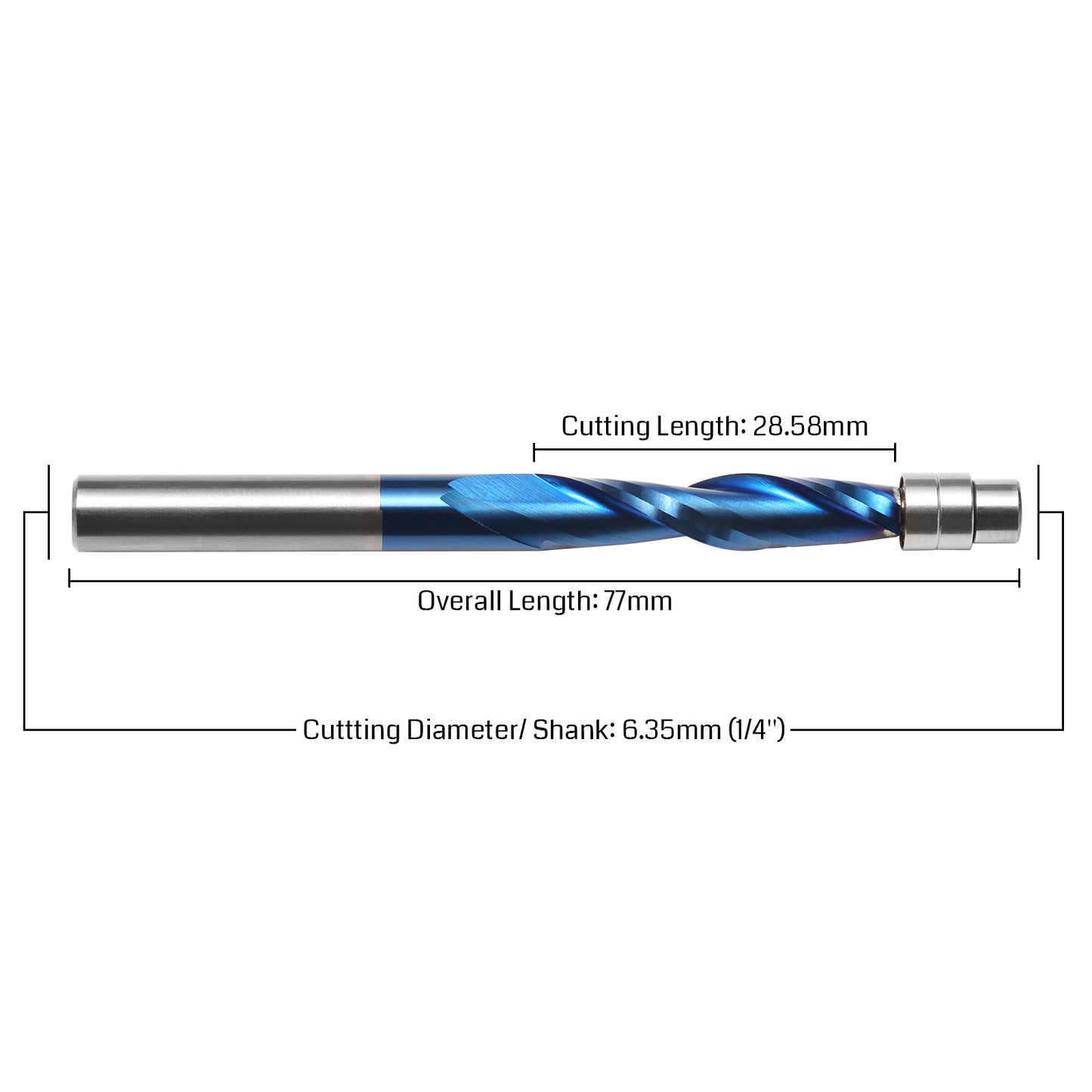 [Discontinued] FT Series, 1/4'' Shank, Spiral Flush Trim Router Bit for Handheld Routing, 1Pc