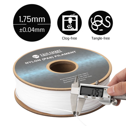 PA6 Nylon Filament 1.75mm, 1kg, Accuracy +/- 0.04 mm