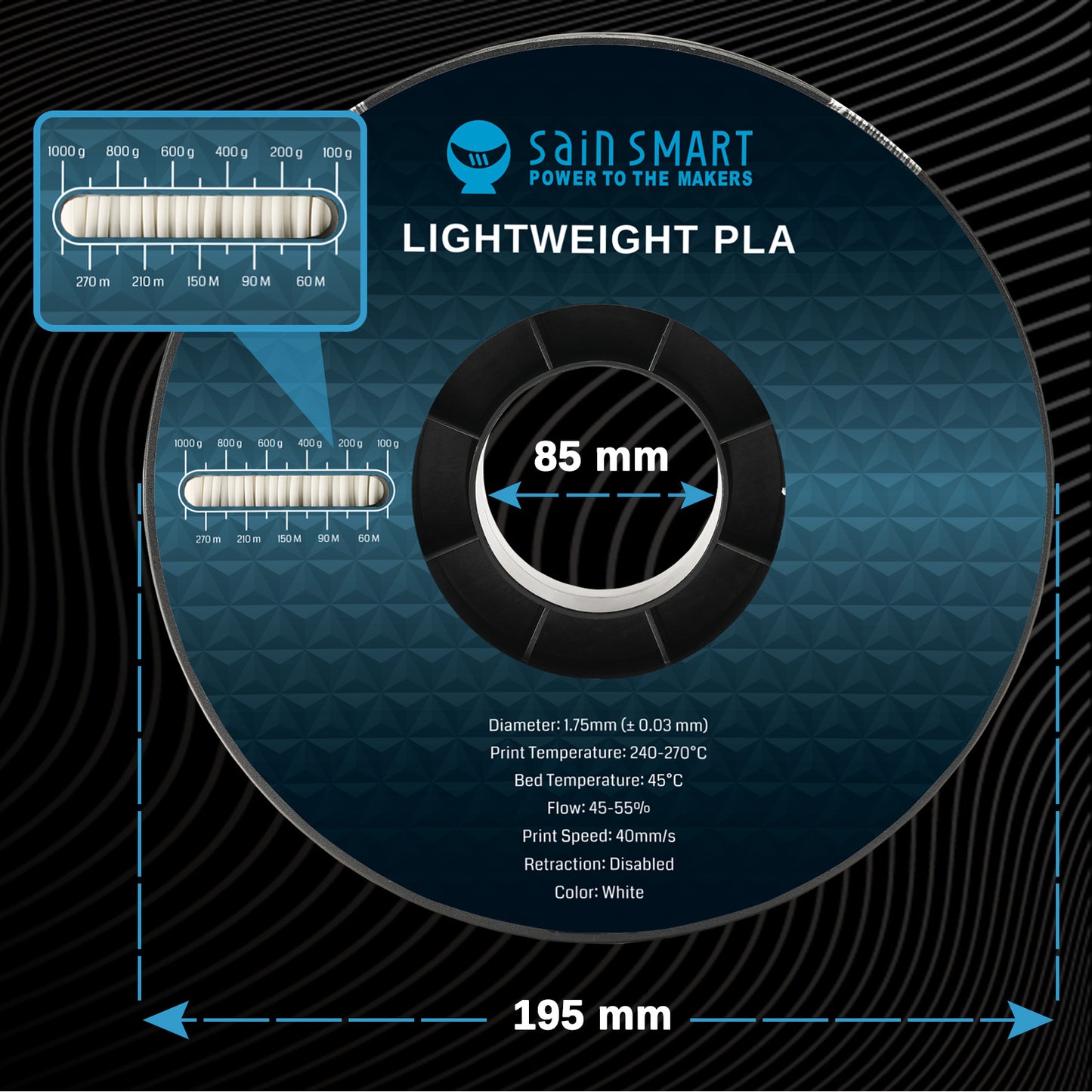 LW-PLA Filament, 1.75mm, Black & White, 1KG, Lightweight Low-Density Active Foaming for 3D Print RC Planes Drone Parts