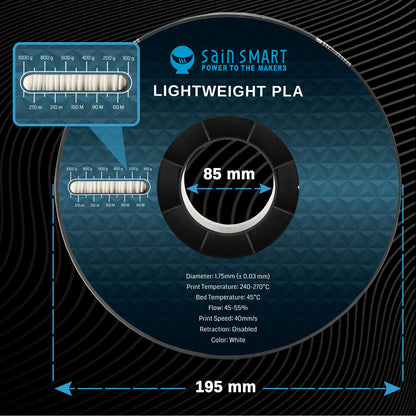 LW-PLA Filament, 1.75mm, Black & White, 1KG, Lightweight Low-Density Active Foaming for 3D Print RC Planes Drone Parts