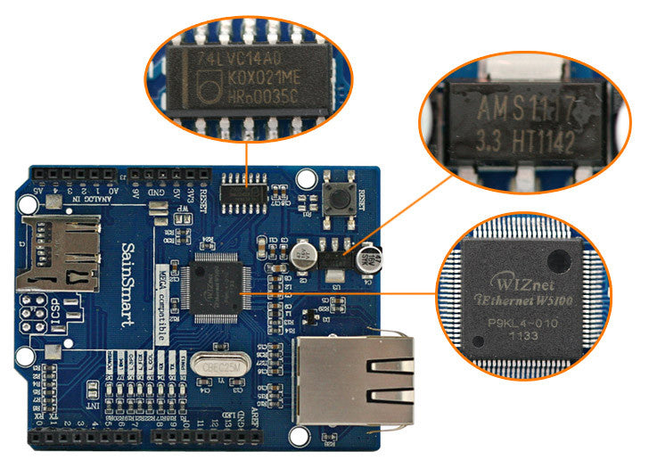 [Discontinued] Ethernet Shield W5100 For Arduino 2009 UNO Mega 1280 2560