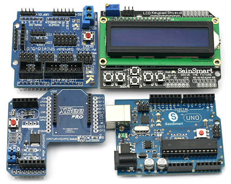 [Discontinued] UNO + Xbee + V5 Sensor Shield +1602 LCD Starter Kit